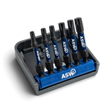 Bitbox mit sechs 50 mm Impact Bits stehend in der Halterung, Freisteller