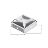 Maßzeichnung der eckigen Pfostenkappe mit Bemaßung von Breite und Höhe