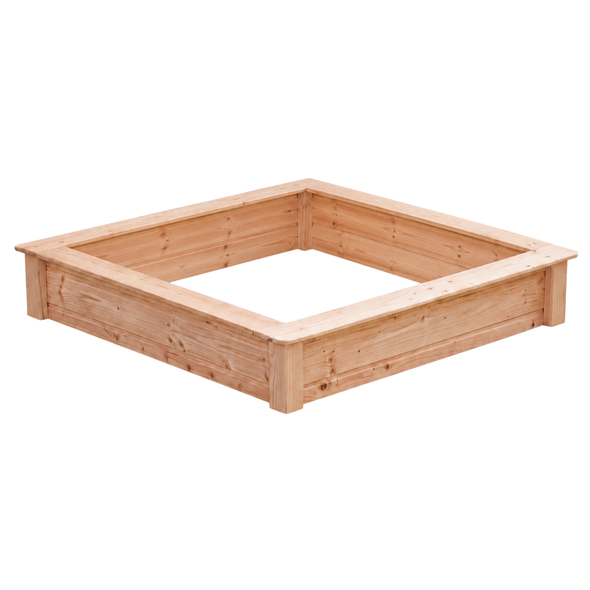 Sandkasten Westfeld kesseldruckimprägniert oder aus Douglasie, quadratischer Holz Sandkasten mit Sitzrand, Freisteller