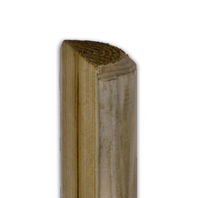 Halbrund Palisade Halbpalisade kesseldruckimprägniert braun, stehend mit halbrundem Profil, Freisteller