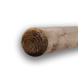 Runde Holzpalisade in grün liegend mit Stirnseite, Schrägansicht